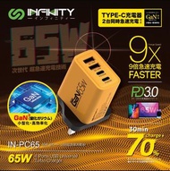 🔥全港最細嘅65w插頭🔥infinity PC65 第三代GaN氮化鎵65w 快充牛［全新行貨門市現貨