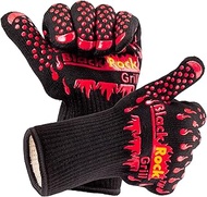 Black Rock Grill Fire & Heat Resistant Cooking Gloves 923F -28cm Silicone Safety Oven Mitts with Fin
