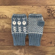 男款綿羊造型暖手套 - 鋼藍色 x 白色