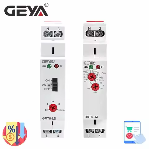 GRT8-LS/LM Staircase Time Switch 230VAC 16A 0.5-20mins Light Delay Switch Corridor Switch GEYA