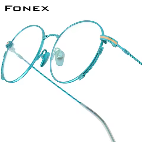FONEX Titanium Glasses Frame Men Brand Design Retro Round Eyeglasses Women Vintage Japanese Custom U