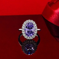 S925 Silver 10*14 MM 8CT Oval Cut Amethyst High Carbon Diamond Women Men Ring Jewelry
