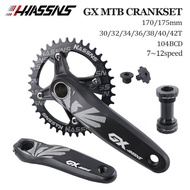 HASSNS Bicycle Cranks Mountain Bike Pedaleira MTB Crankset Bicyle 170mm 175mm Black 0 Degree 104 BCD