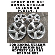 Sport Rim Ori Honda Stream 16 Inch 5H Pcd114.3 6.5JJ Offset +45 For RN5 / RN6 / RN8