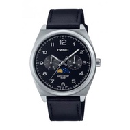 [𝐏𝐎𝐖𝐄𝐑𝐌𝐀𝐓𝐈𝐂] Casio MTP-M300L-1A MTP-M300L-1 Multi-Dial Black Leather Men's Watch