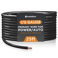 InstallGear 1/0 Gauge Wire (25ft) Copper Clad Aluminum CAA - Primary Automotive Wire, Car Amplifier 