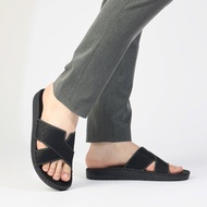7892 - Men's Cross-Strap Sandals Made of Synthetic Leather with Solid Sewn Edges