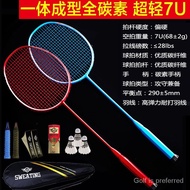 [24Hourly Delivery]Authentic Badminton Racket Double Racket Full Carbon Ultra Light Durable Single Carbon Fiber Badminton Set Ultra Light