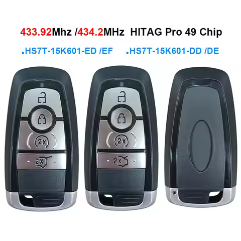 4 Button 433.92 /434.2MHz Smart Key Fob For Ford Raptor MK5 Taurus 2023 HITAG Pro 49 Chip HS7T-15K60