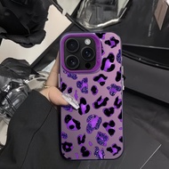 Purple Leopard Print Silver Plated Phone Case For iPhone 17 16 15 14 13 12 11 Pro XS Max X XR 7 8 Pl