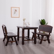 Carbonized Preservative Wood Bar Table Chair Outdoor Leisure Table Chair Combination Courtyard Balco