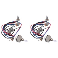 (LAA1) 2X Lp Electric Guitar Pickups Wiring Harness Kit 2T2V 500K Pots 3 Way Switch with Jack White 
