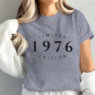 Limited Edition 1976 T-Shirt Vintage Short Sleeve Casual FashionWanita Est 1976 Birthday Graphic T-S