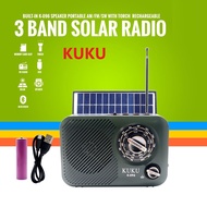 KUKU K-096 Solar Radio am fm SW 3 Band Bluetooth Radio with Emergency Light Rechargeable Radio transistor