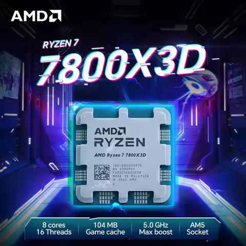 AMD Ryzen 7 7800X3D 4.2GHz 8-Core 16-Thread R7 7800X3D Socket AM5 5NM L3=96M Processor 120W DDR5 No 