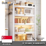 OURFT Cabinet SSL Kitchen Storage Cabinet Shelf, Floor Type, Multi-layer Multi-functional with Door, Dishes, Pans, Appliances, Aux JP