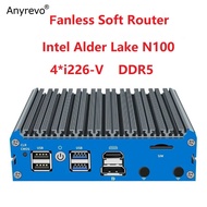 G48S Fanless MINI PC Intel Alder Lake N100 PfSense Firewall Soft Router Windows 11 DDR5 NVME SSD OPN