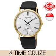 [TIME Cruze] Seiko SRK036P1 Premier Small Second Hand Quartz Leather Strap Gold Tone Men's Watch SRK036 SRK036P