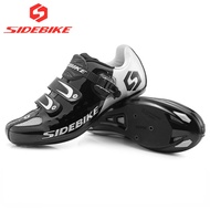 【COD】Sidebike Road Cycling Shoes Men Racing Road Bike Shoes Self-locking Atop Button Bicycle Speakers Athletic Ultralight Professional Black Red White Green