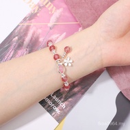 Ready Stock Hand Design Niche Korean Version ins Bracelet Tara Female Bajing Strawberry String Flowe