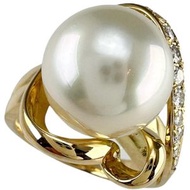 二手 TASAKI Aurora Phoenix 白色南洋珍珠，13.8 毫米，0.37 克拉，18K 金，16.0 克，16.5 號，女士款。