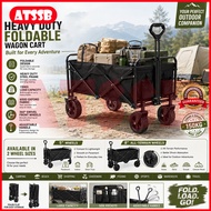 ATSSB Camping Trolley Wagon Foldable Trolley Camping Wagon Table Set Outdoor Trolley Folding