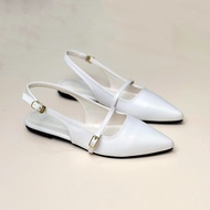 Giày Sục Nữ Mũi Nhọn Hở Hậu Quai Cài Khuy Pixie H338