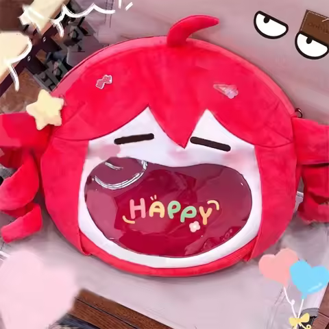 Anime Kasane Teto Cosplay Plush Transparent Zipper Big Mouth Cartoon Backpack Messenger Shoulder Bag