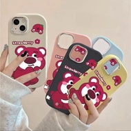 Cute Soft Strawberry Bear TPU Phone Case Compatible for IPhone 15 11 14 12 13 Pro XS Max X XR 7 8 Plus Cartoon Casing Camera Protection Shockproof Couple Cover Cell Precticer