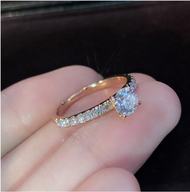 COD Simple S925 Silver Gold Plated Imitation Diamond Ring Fashion Crystal Engagement Ring Wedding