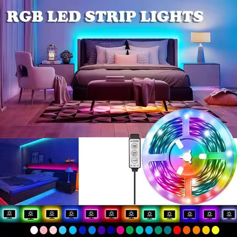 12LEDs/M Led Strip Lights RGB Led Strip Flexible Ribbon with 3Key Control Luces Led Tape Lights for 