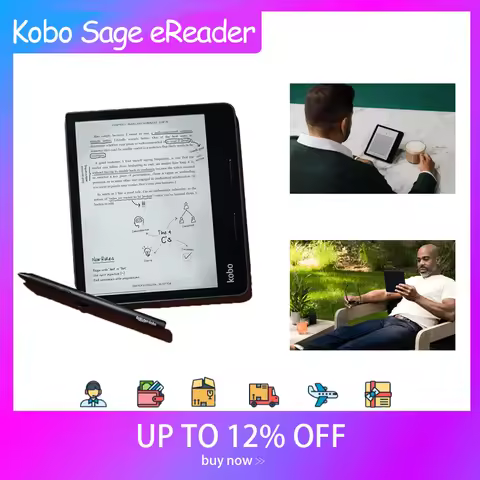 Used Kobo Sage eReader 8” HD Glare Free Touchscreen Waterproof Adjustable Brightness Bluetooth WiFi 