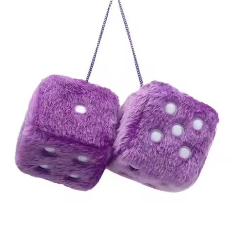 Fuzzy Dice for Car Mirror Pair Square Fuzzy Plush Dice with Dots for Hanging Car Accessories Interio