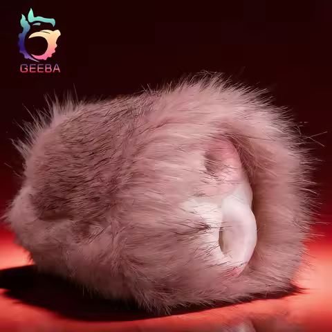 GEEBA Lifelike Animal Rabbit Pussy Male Masturbator Silicone Men's Onahole With Detachable Fur Pocke