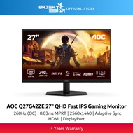 AOC Q27G42ZE 27 QHD Fast IPS Gaming Monitor - 260Hz/0.03ms MPRT/HDR10/HDMI/DisplayPort