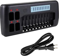 Palogreen 14 Bay LCD Universal Battery Charger for Rechargeable 1.2V AA AAA 9V NIMH NICD Batteries