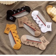 5Pairs/Set Korean Fashion CC Crystal Silk Women's Socks Casual Cotton Short Sock