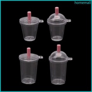 HO 10 Pcs Set Mini Lovely Coffee Cups Acrylic Simulation Milk  Cup with Lids for Keychain Dollhouse 