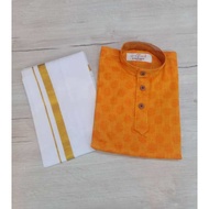 SILK COTTON VESHI (DHOTI) AND COTTON SHIRT FOR KIDS BOYS.