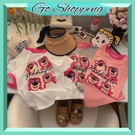 KATUN GOBJ1804 Cute Lotso Cartoon Pattern Cotton Short Sleeve T-Shirt for Girls