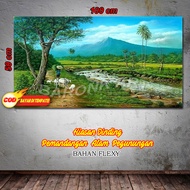 LUKISAN CETAK PEMANDANGAN ALAM PEGUNUNGAN BA02/HIASAN DINDING PEMANDANGAN SAWAH/POSTER PEMANDANGAN