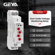 GEYA GRV8-01/02 Voltage Relay Adjustable Over Under Voltage Protection Relay AC 110V 240V DC12V