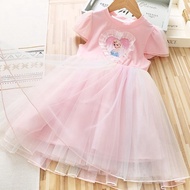 Girls Dresses Kids Clothing Frozen Aisha Princess Dress Birthday Party Mesh Puff Lace Dress Children Clothing Short Sleeve Cotton for 1-8 Years