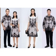 BATIK COUPLE KELUARGA SARIMBIT SERAGAM FAMILY DRESS TERUSAN TUNIK ERINA POLA PUTIH JUMBO KATUN MODER