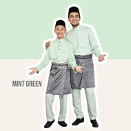 [ Bukan Slim Fit ] BM Rafid Pearl Skin | Baju Melayu Mint Green | Baju Melayu Hijau Mint |Baju Melayu Dewasa Mint Green