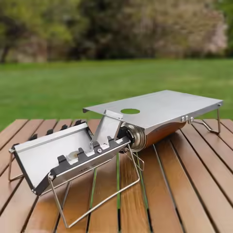 Portable Outdoor Folding Camping Gas Stove Accessory, Stainless Steel Table, Windshield, Pot Rack fo