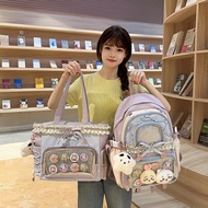 Cute Ita Bag Backpack Double Shoulder Bag Ballet Style Pleated Lace Ita Bag Transparent Doll Bag Stu