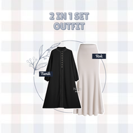 Naramode - One Set Ayunda Tunik Hitam dipadukan dengan Rok Duyung Scuba Hijab Bella Square Outfit Le