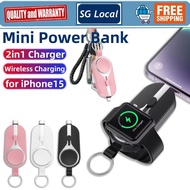 2in1 Mini Magnetic Power Bank 2000mAh Portable Powerbank Emergency Supply for IPhone15 Mini Wireless Charging for IWatch