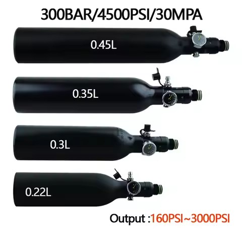 HPA Scuba Air Tank CO2 Bottle Cylinder 0.22L 0.3L 0.35L 0.45L 4500psi 30MPa 300bar M18*1.5 Regulator